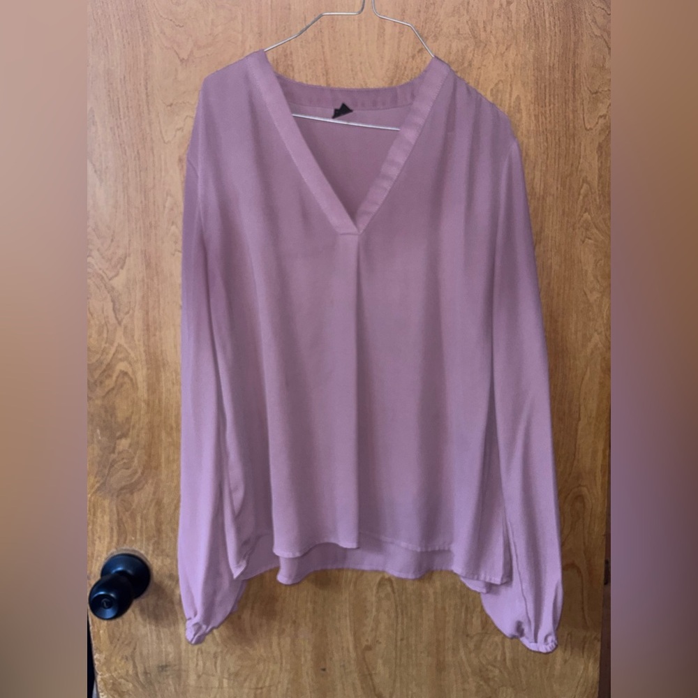 SHEIN Mauve V-Neck Blouse
